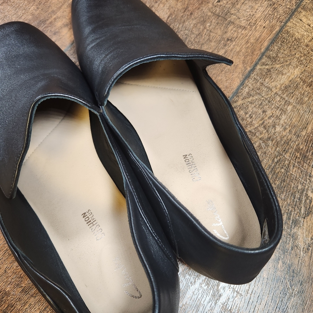 Clarks Pure Viola Women's 11 M Loafer Shoes Black Leather Flats Slip-on Comfort - Picture 10 of 12
